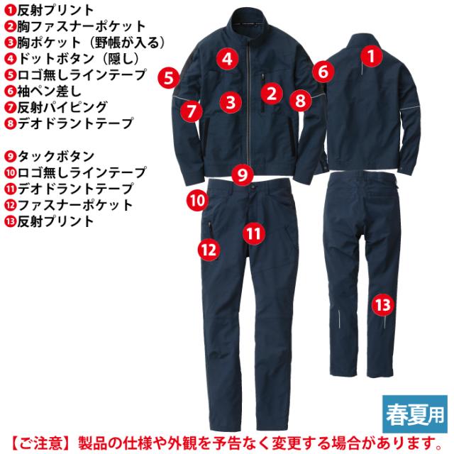 桑和 SOWA 作業服 上下セット 8018-10 長袖ブルゾンS-LL と 8018-18 