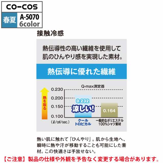 作業服 春夏用 コーコス A-5070 立体カット半袖ブルゾン 4L〜5Lの通販は
