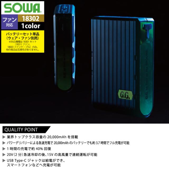 ファン付きウェア 春夏用 桑和 SOWA 18302 バッテリーセット F_2