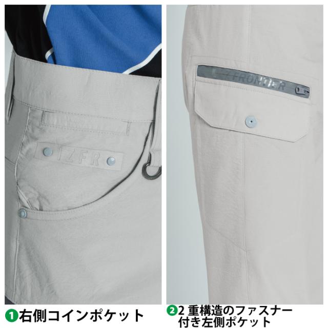 アイズフロンティア 作業服 上下セット 3128 ライトウェイトADストレッチ冷却ペルチェジャケット と 3122 ライトウェイトADストレッチカーゴパンツ 春夏用_9