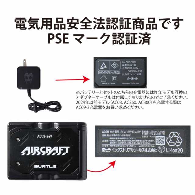 通販 送料無料  ①空調服 ファンユニット＆アダプタ バートルエアークラフト用 暑さ対策・冷却グッズ