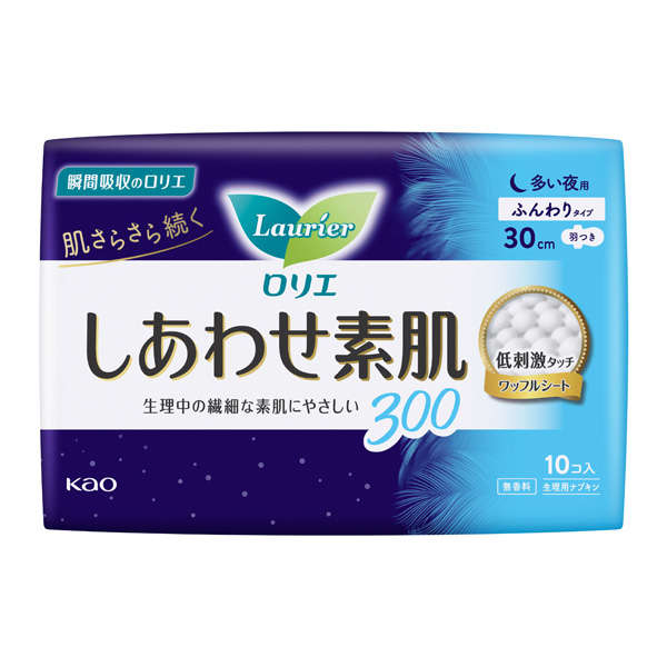 ロリエ しあわせ素肌 ふんわりタイプ 多い夜用 羽つき 300（医薬部外品）10個入×18パック（1ケース）花王 KOの通販は 6,376円