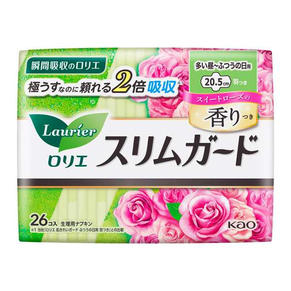 ロリエ スリムガード スイートローズの香り 多い昼〜ふつうの日用 羽つき（医薬部外品）26個入×16パック（1ケース）花王 KOの通販は
