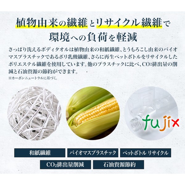 エコロジーニ　さっぱり洗えるボディタオル　天然抗菌 60枚／ケース キクロン 家庭用