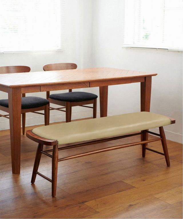 ACME Furniture モダンベンチチェア 黒 合成皮革 木製脚 ACME