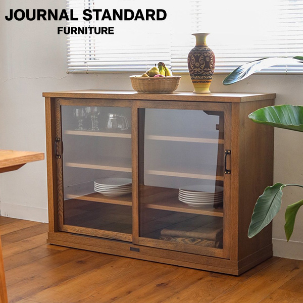 JOURNAL STANDARD FURNITURE ジャーナルスタンダードファニチャー Elverson Glass Cabinet L エルバーソン ガラスキャビネット L 引き戸タイプ キャビネット チェスト サイドチェストの通販は