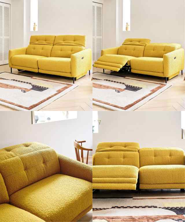 JOURNAL STANDARD FURNITURE ジャーナルスタンダードファニチャー SHEFFIELD RECLINING SOFA  シェフィールド リクライニングソファ マスタード 電動ソファ 2人掛け USBポート付き 2人掛け 電動リクライニングソファ おしゃれ 二人掛け  リクライニング ゆったり ソファの 