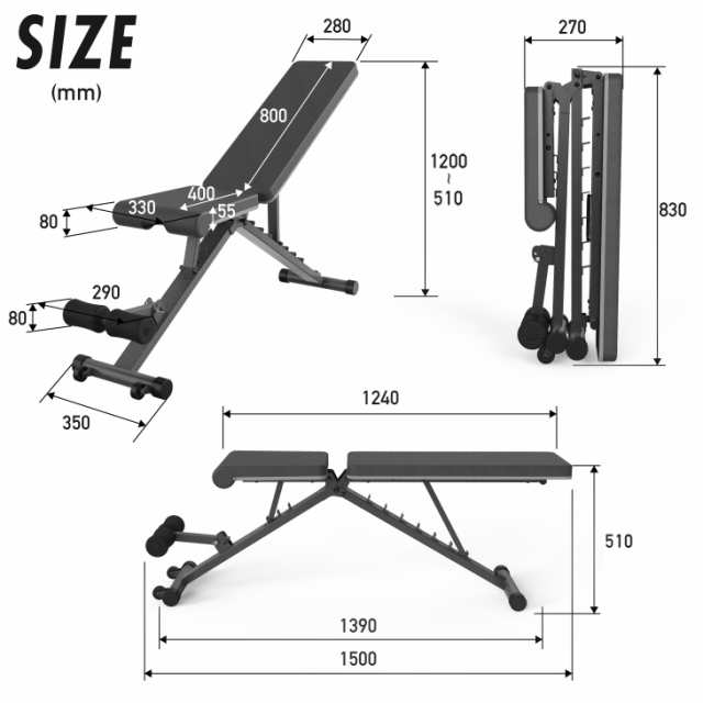 4WAYトレーニングベンチ アジャスタブルベンチ デクラインベンチ インクラインベンチ フラットベンチ ダンベル トレーニング ベンチ ベン