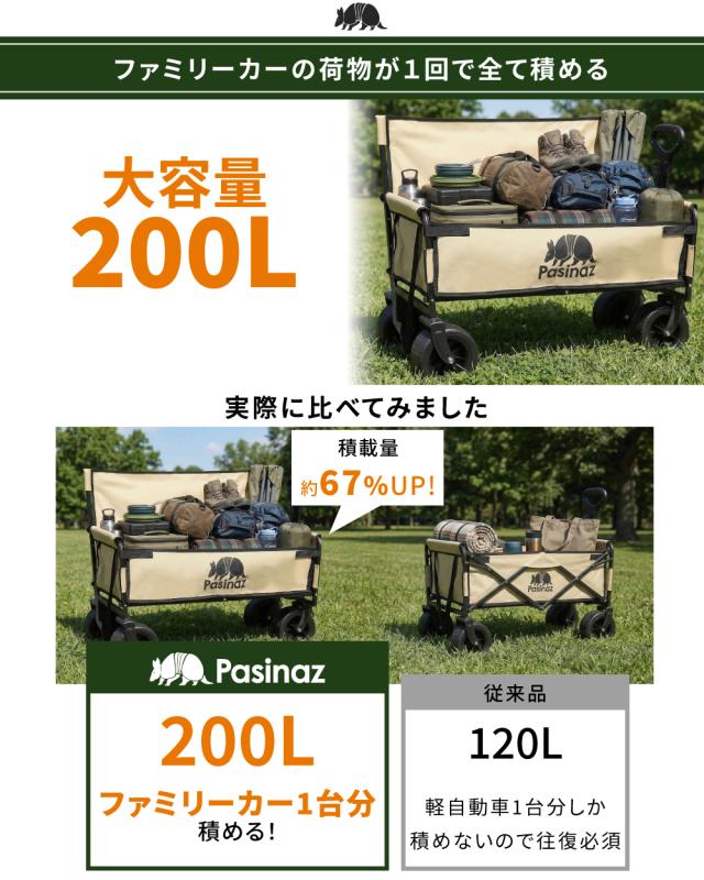 ベンチワゴン アウトドア ワゴン ベンチ 220L 便利 ワゴン 1台２役 アウトドアチェア アウトドアベンチ キャリーワゴン 座れる Wハンドル_8