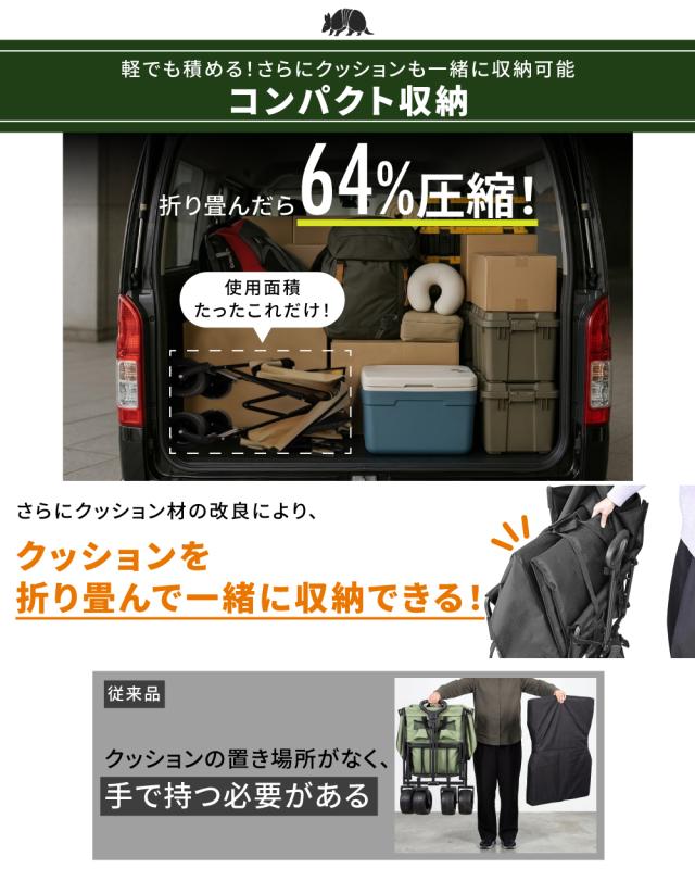 ベンチワゴン アウトドア ワゴン ベンチ 220L 便利 ワゴン 1台２役 アウトドアチェア アウトドアベンチ キャリーワゴン 座れる Wハンドル_9