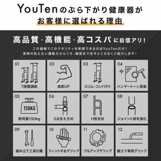 YouTen っぽかっ ぶら下がり健康器 懸垂マシン YT-BLS01