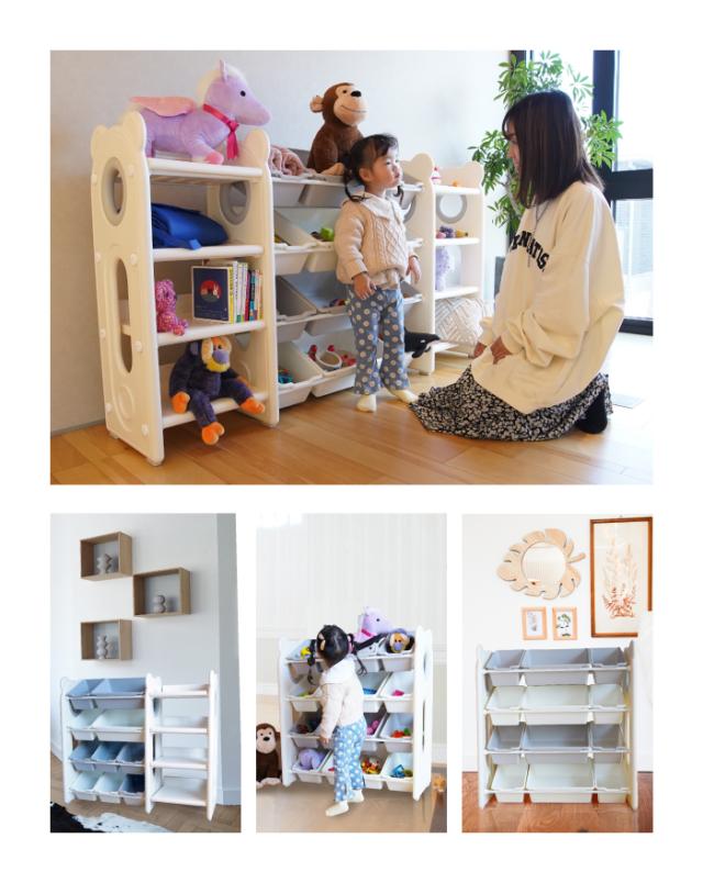 人気商品】おもちゃ収納4段ラック 子ども用家具 MDF木製
