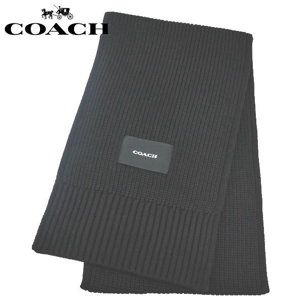 コーチ マフラー  織パッチニットスカーフ ブラック COACH WOVEN PATCH KNIT SCARF CO100427-001 平行輸入品