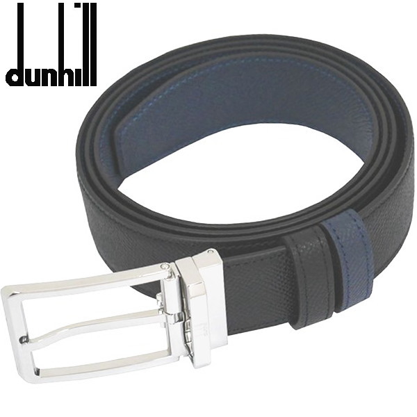 ダンヒル DUNHILL メンズベルト  型押しブラック/型押しネイビー バックル回転式 リバーシブルタイプ イタリー製 DU24R4T19AA ギフト プレゼント 誕生日ギフト