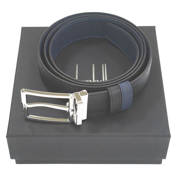ダンヒル DUNHILL メンズベルト 型押しブラック/型押しネイビー