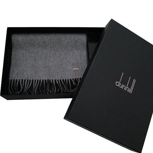 Alfred dunhill アルフレッド ダンヒル メンズマフラー カシミア100％マフラー ダブルフェイス仕様 グレー×ブラック イタリー製_5