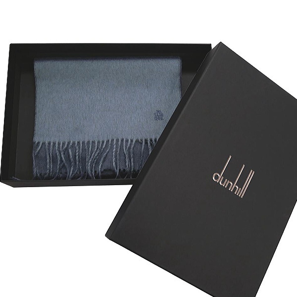 Alfred dunhill アルフレッド ダンヒル メンズマフラー カシミア100％マフラー ダブルフェイス仕様 ブルー×ネイビーブルー イタリー製_5