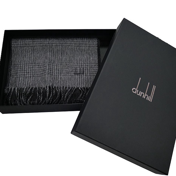 Alfred dunhill アルフレッド ダンヒル メンズマフラー カシミア100％マフラー ダブルフェイス仕様 グレー×ブラック イタリー製_5