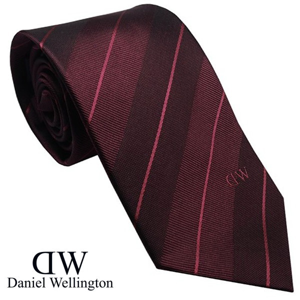 Daniel Wellington ダニエルウェリントン メンズネクタイ ワイン系 ストライプ系 ワンポイントロゴ DW02500003-264500