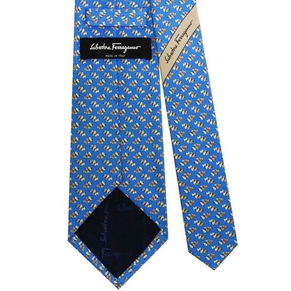 サルバトーレ フェラガモ salvatore ferrgamo ネクタイ ブルー系 シルク100％ イタリー製 702638　ギフト プレゼント 贈答品 記念品 サルバトーレ フェラガモ salvatore ferrgamo ネクタイ ブルー系