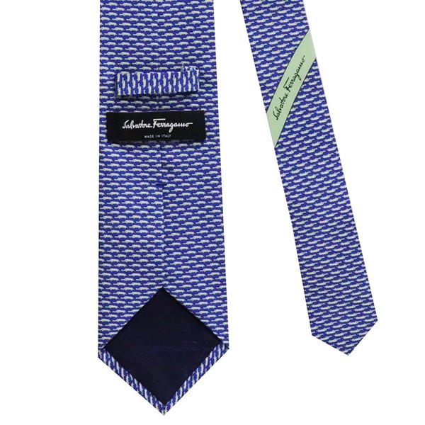 サルバトーレ フェラガモ salvatore ferrgamo ネクタイ ブルー系 シルク100％ イタリー製 714304 ギフト プレゼント 贈答品 記念品 ネクタイ
