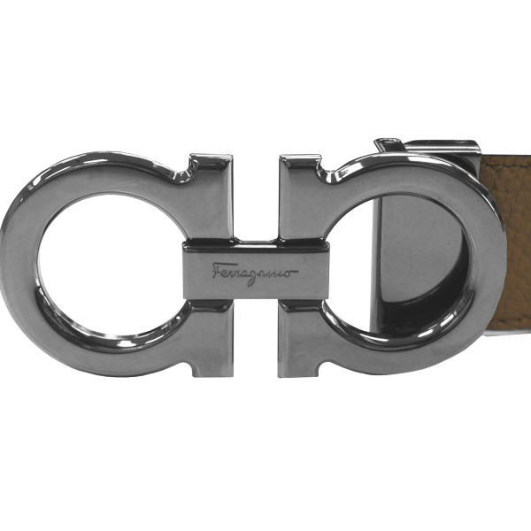 サルバトーレ フェラガモ salvatore ferragamo メンズベルト 105cm ブラックアイスバックル ダブルガンチーニ モカブラウン ブラック リバーシブルタイプ 並行輸入品_1