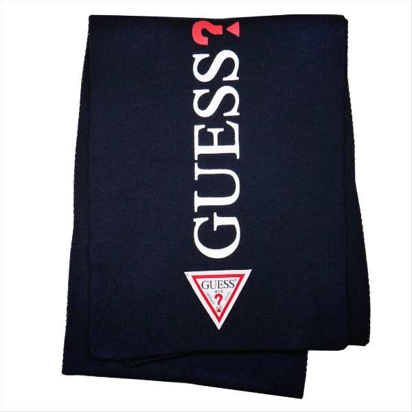 ゲス GUESS 縦ロゴマフラー ユニセックス ネイビー 新品