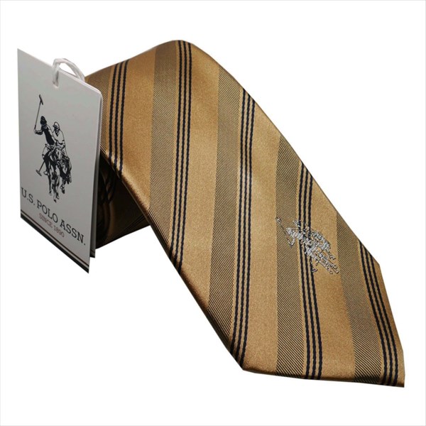 U.S.ポロ ネクタイ ベージュ系 ホワイトロゴ  シルク100％ USPA-77 U.S.POLO ASSN ギフト プレゼントの通販は 5,184円
