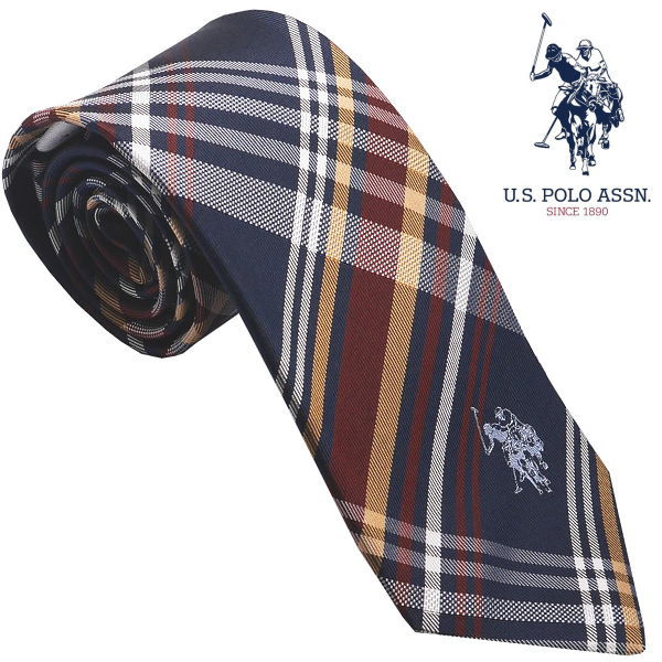 U.S.ポロ ネクタイ 紳士ネクタイ シルク100％ タータンチェック ネイビーブルー USPA-97 U.S.POLO ASSN ギフト プレゼントの通販は 5,244円