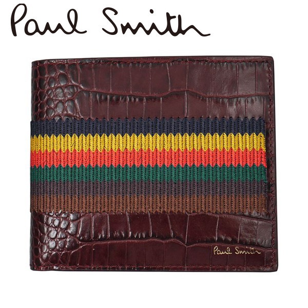ポールスミス Paul Smith 小銭付2つ折り財布 型押しワニ ワインレッド M1A-4833-A4001328 ギフト プレゼント 13,376円