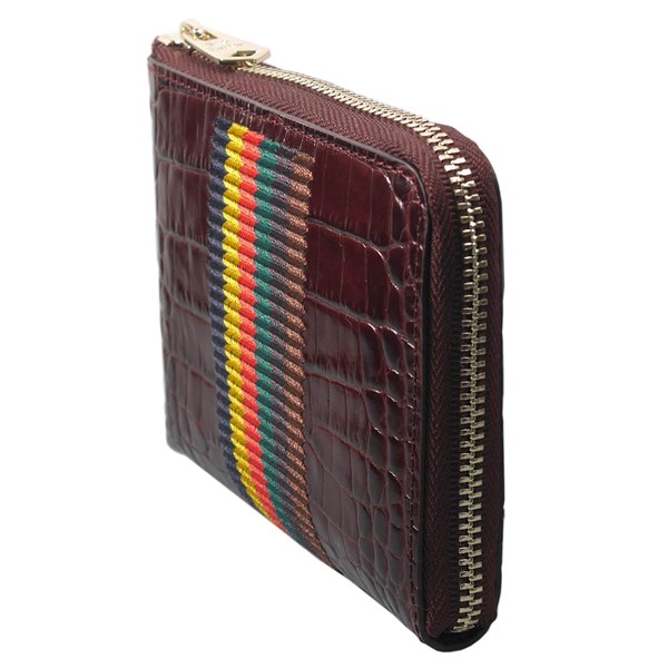 ポールスミス Paul Smith 小銭付2つ折り財布 型押しワニ ワインレッド