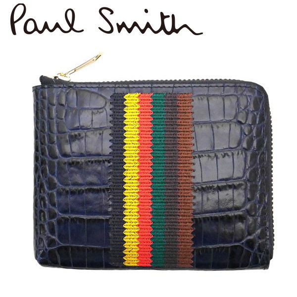 ポールスミス Paul Smith 小銭付2つ折り財布 型押しワニ ネイビー M1A-5303-A4001341 ギフト プレゼントの通販は