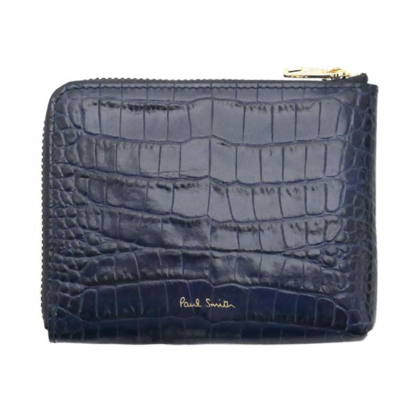 ポールスミス Paul Smith 小銭付2つ折り財布 型押しワニ ネイビー M1A-5303-A4001341 ギフト プレゼントの通販は
