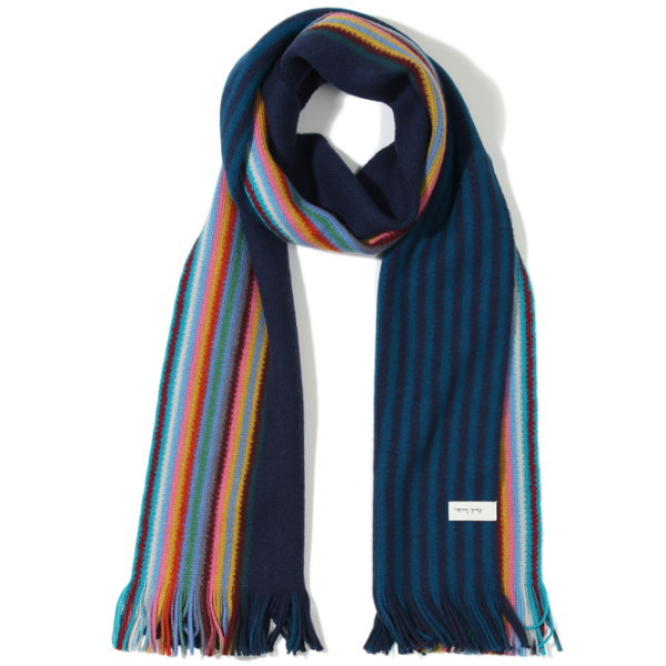 ポールスミス マフラー メリノウール100％ ネイビーストライプ系 PAIL SMITH NAVY M1A-150F-J346-47 ギフト プレゼント 贈答品 ポールスミス マフラー メリノウール100％ ネイビーストライプ系 PAIL