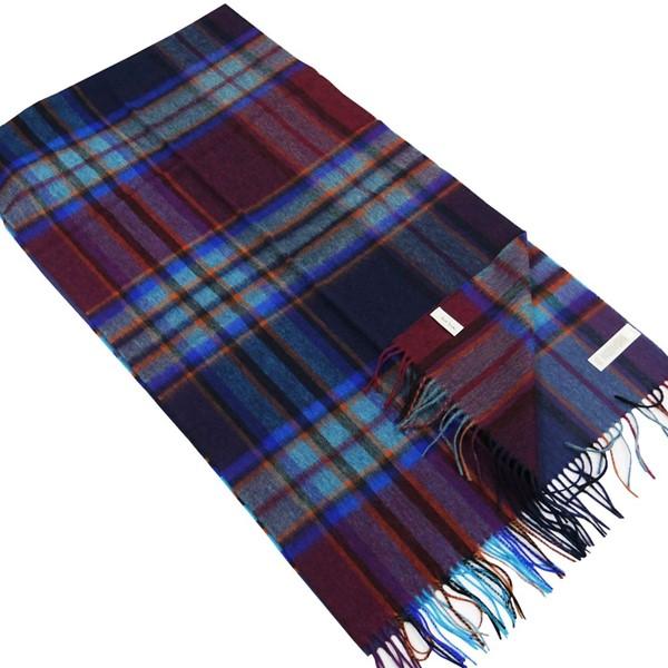 ポールスミス マフラー ラムウール100％ ネイビー チェック系 PAIL