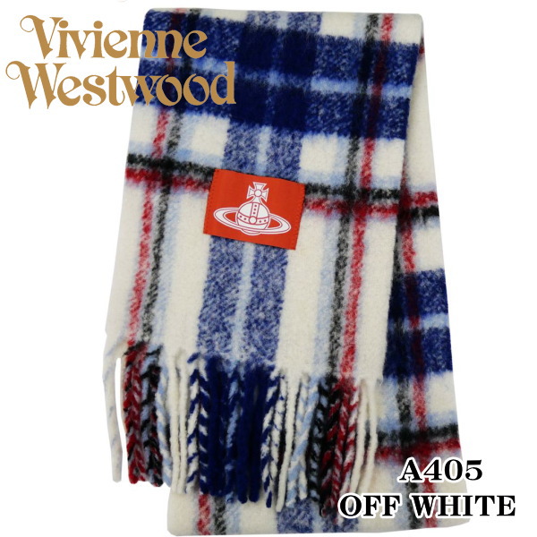 Vivienne Westwood ヴィヴィアン・ウエストウッド マフラー スカーフ アルパカ タータンチェック オフホワイト イタリー製 2025AW 8013014F-W01BM A405 ギフト プレゼント クリスマス