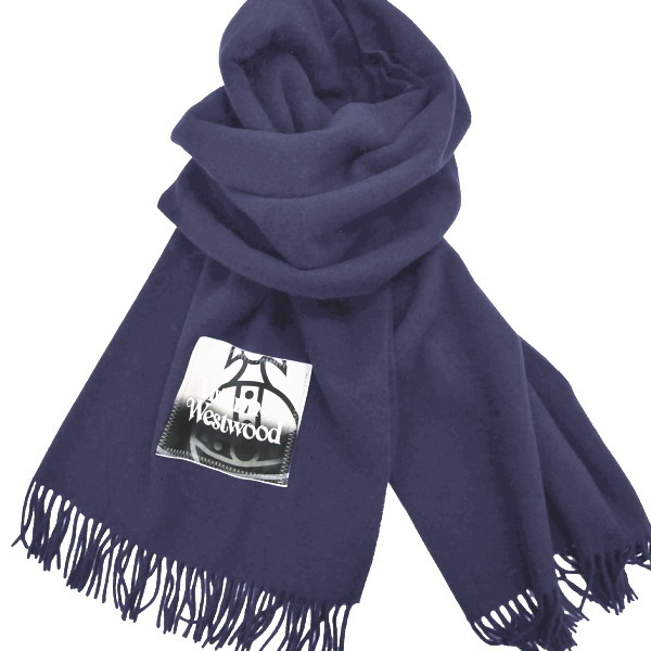 Vivienne Westwood ヴィヴィアン・ウエストウッド マフラー スカーフ ネイビーブルー ウール100％ イタリー製 2025AW K410 ギフト プレゼント クリスマス Vivienne Westwood ヴィヴィアン・ウエストウッド マフラー スカーフ