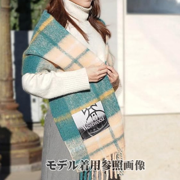 Vivienne Westwood ヴィヴィアン・ウエストウッド マフラー スカーフ グリーン ウール100％ イタリー製 2025AW M401 ギフト プレゼント クリスマス Vivienne Westwood ヴィヴィアン・ウエストウッド マフラー スカーフ