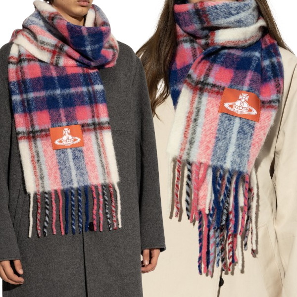 Vivienne Westwood ヴィヴィアン・ウエストウッド マフラー スカーフ アルパカ タータンチェック イエロー イタリー製 2025AW 8013014F-W01BM E401 ギフト プレゼント クリスマス_5
