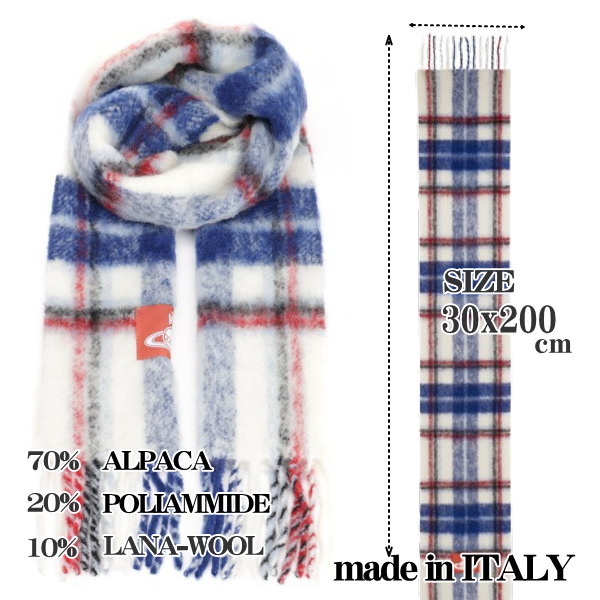 Vivienne Westwood ヴィヴィアン・ウエストウッド マフラー スカーフ アルパカ タータンチェック イエロー イタリー製 2025AW 8013014F-W01BM E401 ギフト プレゼント クリスマス_4