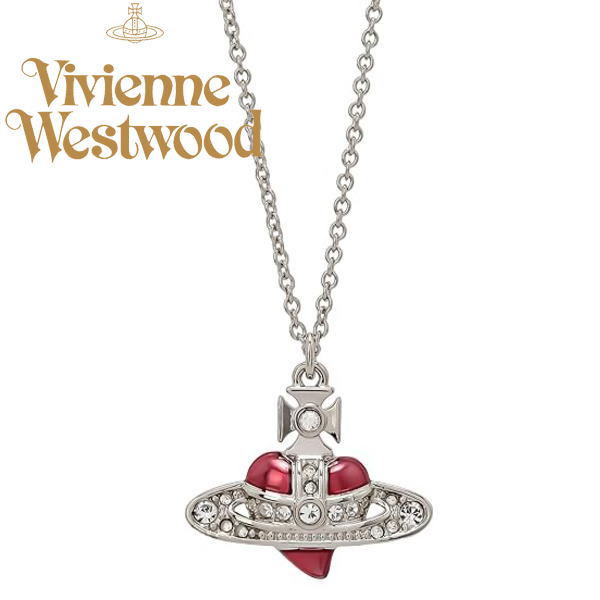 Vivienne Westwood ヴィヴィアン・ウエストウッド ネックレス DIAMANTE HEART シルバーオーヴ ピンクレッド 630203BM/02P383 No-11 ギフト プレゼント