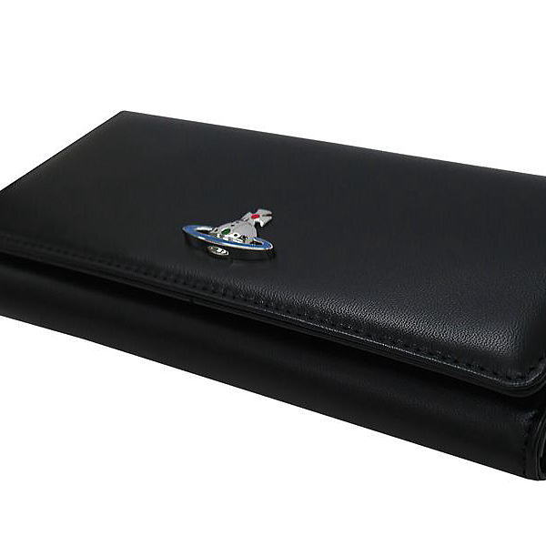 Vivienne Westwood ヴィヴィアン・ウエストウッド 二つ折り長財布（小銭ガマ口）イタリー製 N403  BLACK  NAPPA LEATHER 51040027-L001L-PF Vivienne Westwood ヴィヴィアン・ウエストウッド 二つ折り長財布