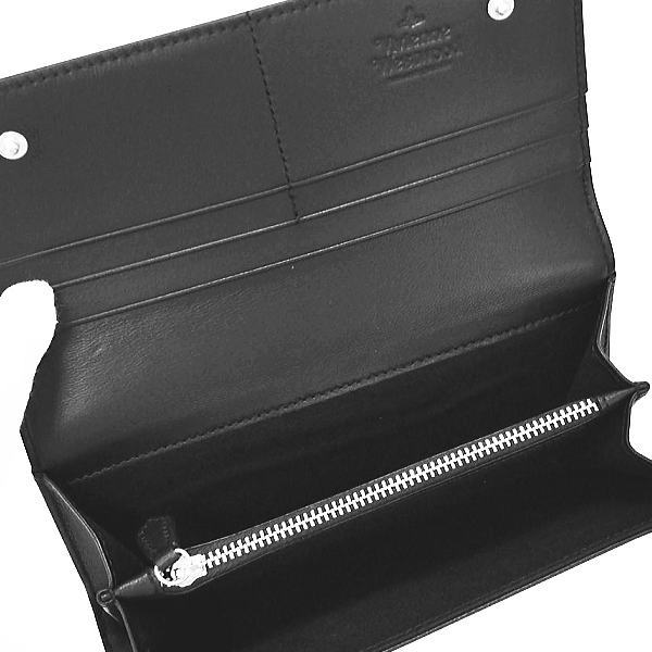 Vivienne Westwood ヴィヴィアン・ウエストウッド 二つ折り長財布（小銭ガマ口）イタリー製 N403  BLACK  NAPPA LEATHER 51040027-L001L-PF Vivienne Westwood ヴィヴィアン・ウエストウッド 二つ折り長財布
