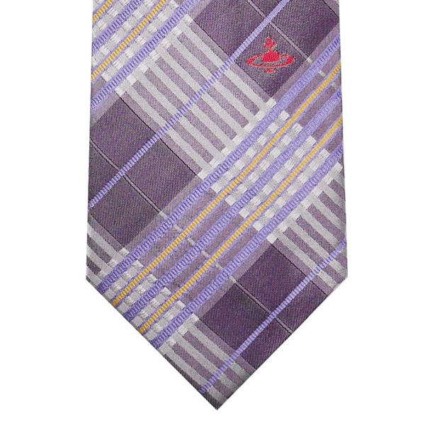 ヴィヴィアンウエストウッド ネクタイ チェック系 ライラック イタリー