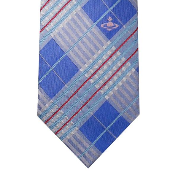 ヴィヴィアンウエストウッド ネクタイ チェック系 ブルー イタリー製