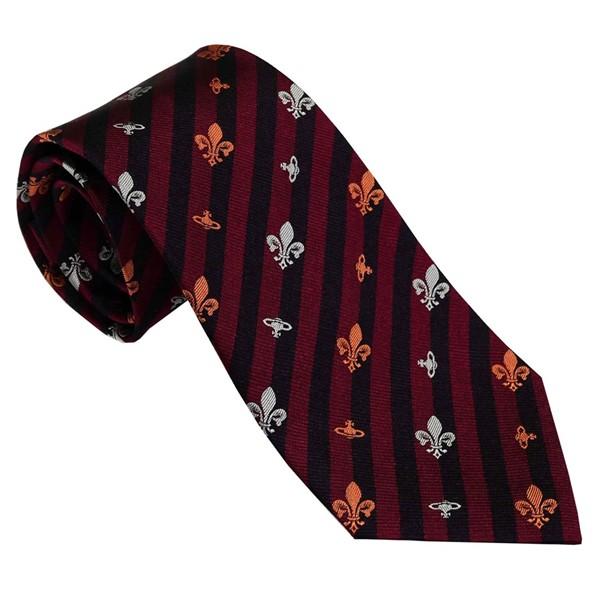 Vivienne Westwood ヴィヴィアン・ウェストウッド ネクタイ オックスブラッド系 ストライプ柄 イタリー製 シルク100％ AW25 81050004-W0191-l411-OXBLOOD ギフト プレゼント