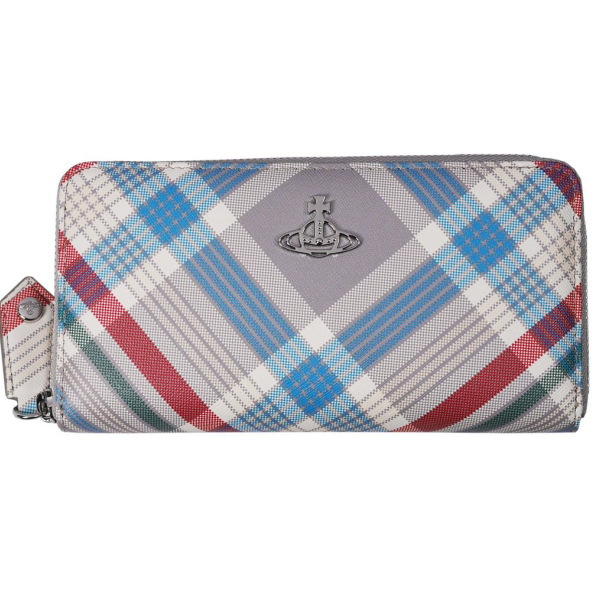 Vivienne Westwood ヴィヴィアンウエストウッド ラウンドジップ財布 SAFFIANO PRINT 51010023U-L0057-PF O101 MADRAS CHECK