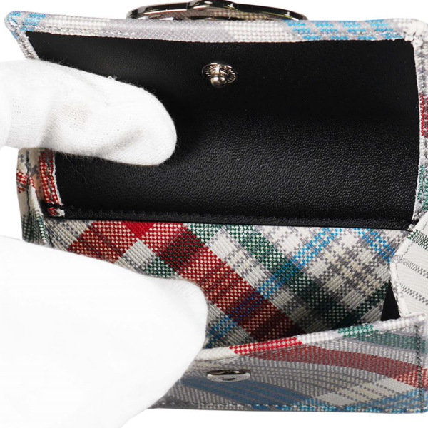 Vivienne Westwood ヴィヴィアンウエストウッド 三つ折り財布 SAFFIANO PRINT 52010013U-L0057-PFO101 MADRAS CHECK_4