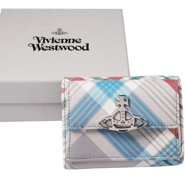 Vivienne Westwood ヴィヴィアンウエストウッド 三つ折り財布 SAFFIANO PRINT 52010013U-L0057-PFO101 MADRAS CHECK_5