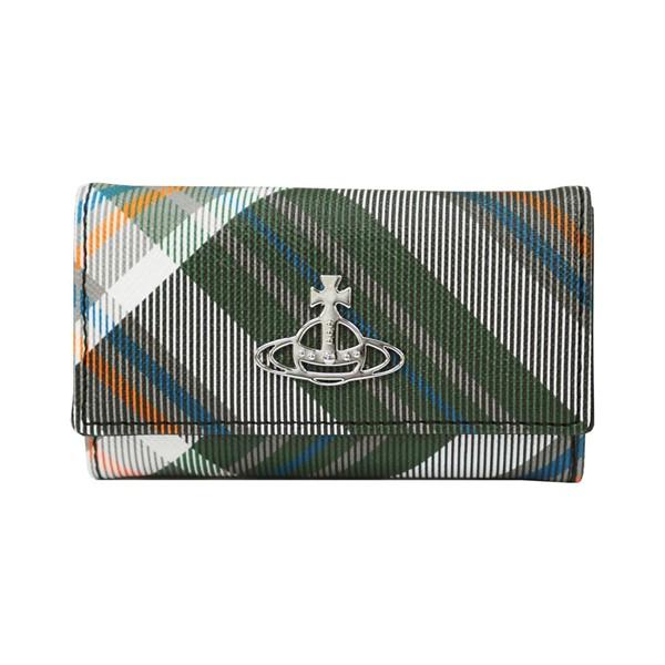 Vivienne Westwood ヴィヴィアン・ウエストウッド キーケース イタリー製 51020001-S0012 BIOGREEN SAFFIANO PRINTED O102 DERBY TARTAN GREEN